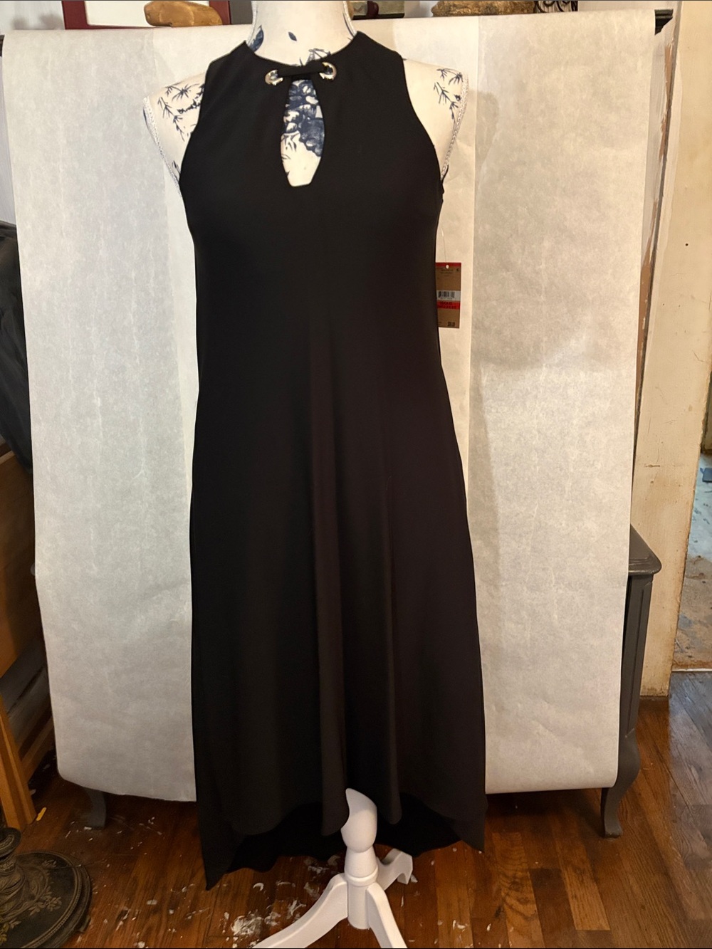 RACHEL Rachel Roy Black Sleeveless High-Low Keyhole Dress